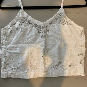 Vintage white floral crop